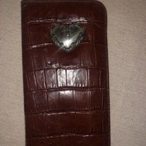 Brighton Distressed Leather and Pewter Heart Sunglass Case